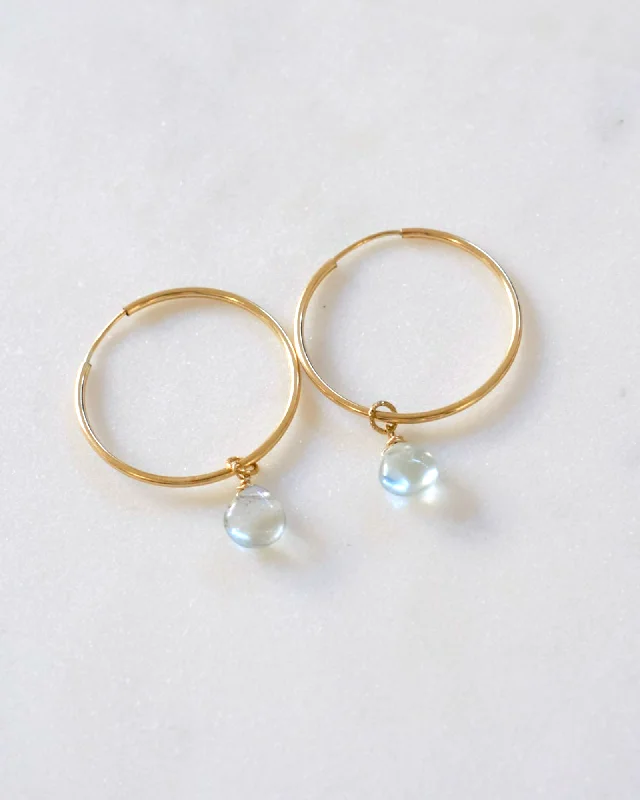 Stylish Earrings for Brides-Aquamarine Hoop Earrings