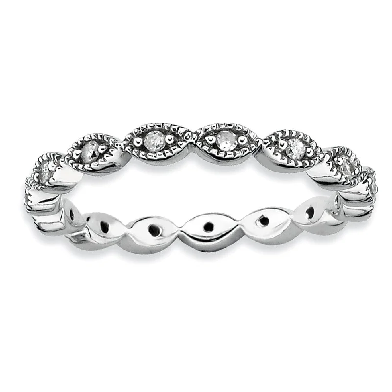 Custom Wedding Ring Sets-2.5mm Sterling Silver Stackable 1/5 Cttw HI/I3 Diamond Band