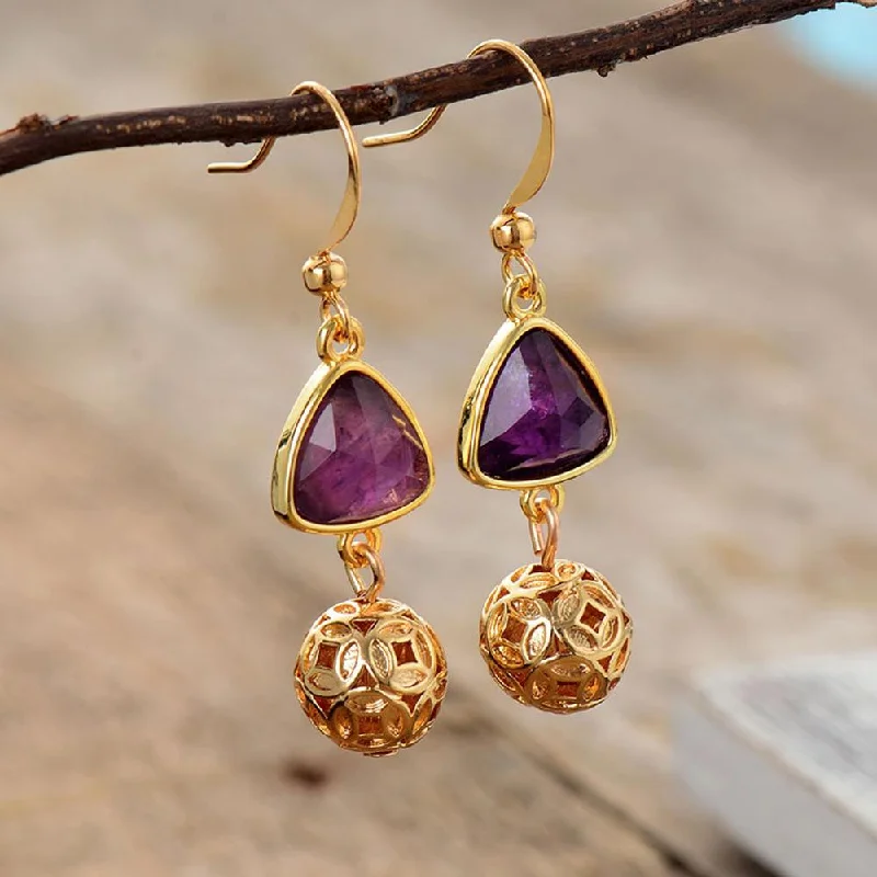 Bright Gemstone Earrings-Amethyst Royal Earrings