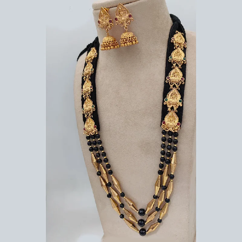 Stylish Necklaces for Brides-Jewel Addiction Copper Rajwadi Finish Temple Long Necklace Set