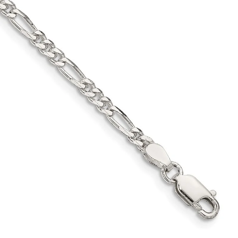 Women’s Tennis Bracelets-Sterling Silver 2.85mm Figaro Chain Bracelet