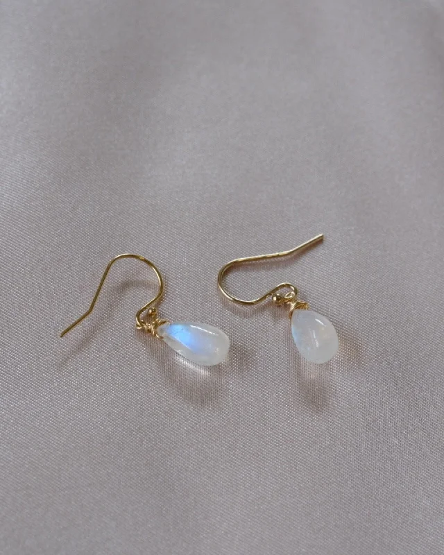 Crystal Drop Earrings-Moonstone Drop Earrings