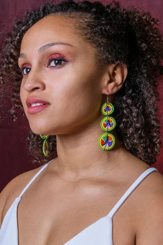 Sterling Silver Hoop Earrings-Masai Beaded Earrings