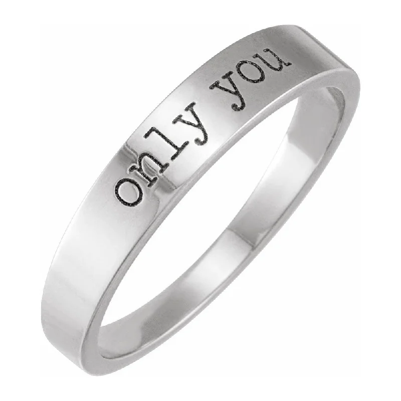 Designer Gemstone Rings-14K White Gold 'Only You' Stackable Tapered Band