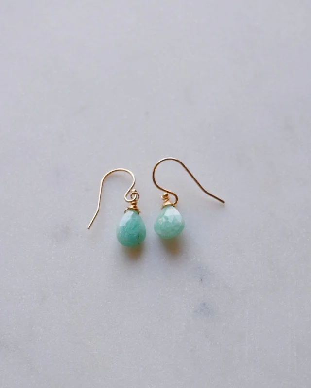 Luxury Stud Earrings-Amazonite drop earrings