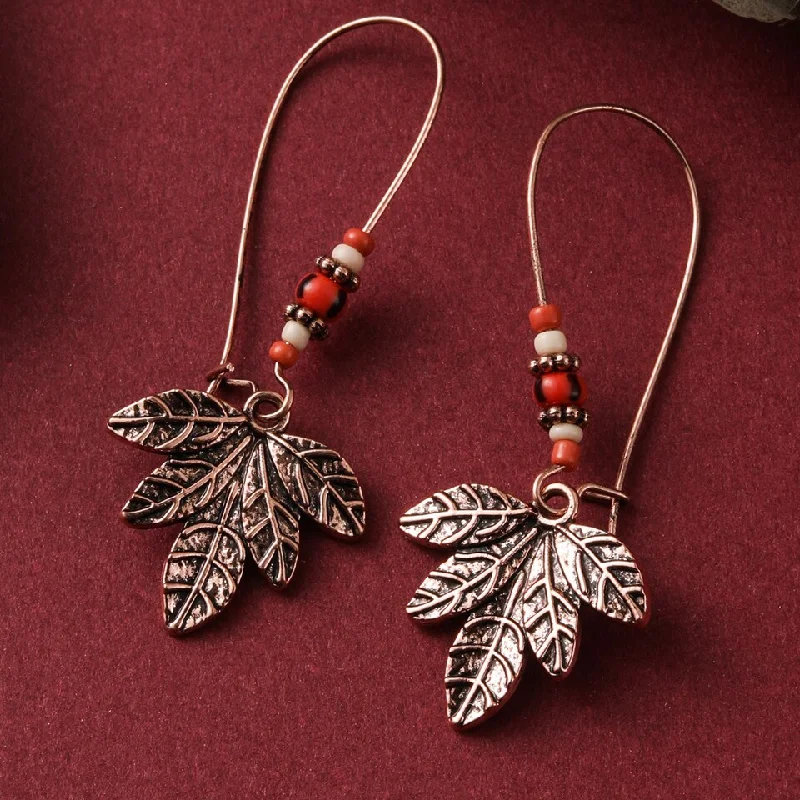 Trendy Gold Earrings-Ethnic Boho Vintage Leaf Pendant Suspension Drop Earrings