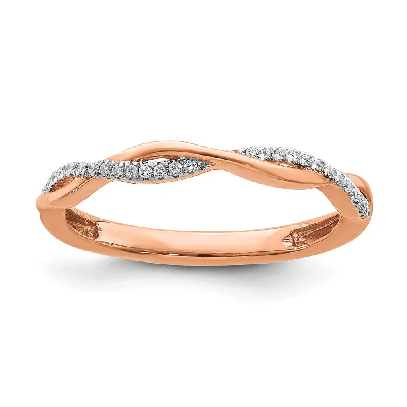 Luxury Diamond Wedding Rings-2mm 14k Rose Gold 1/15 Ctw Diamond Stackable Twist Band