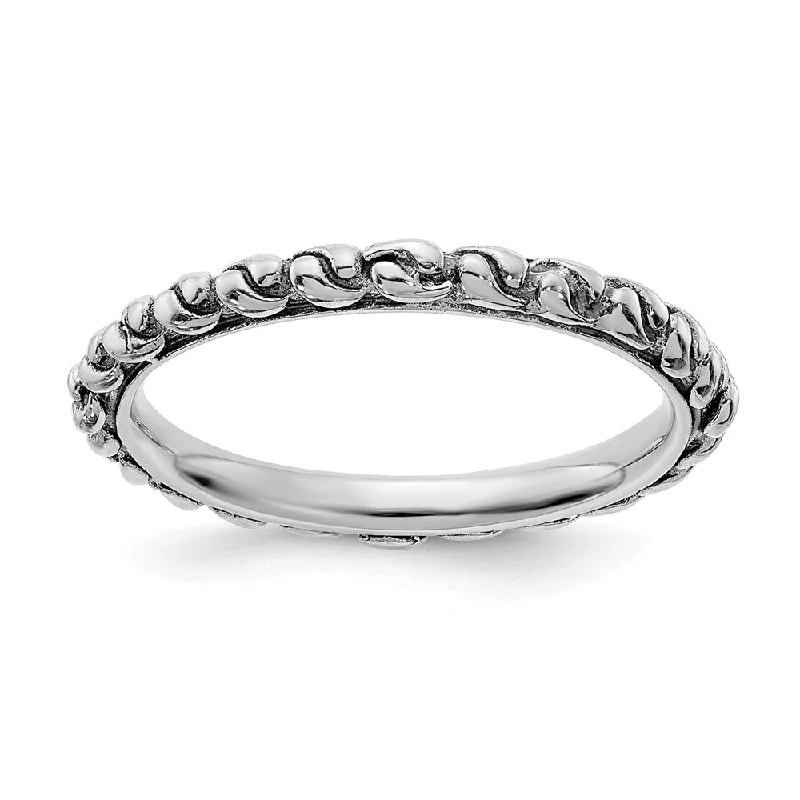 Men’s Custom Rings-2.25mm Sterling Silver Stackable Antiqued Swirl Band