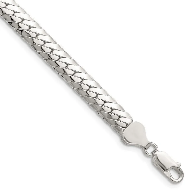 Trendy Bracelets with Charms-Sterling Silver Polished 6.25mm Double Oval Flat Chain Bracelet