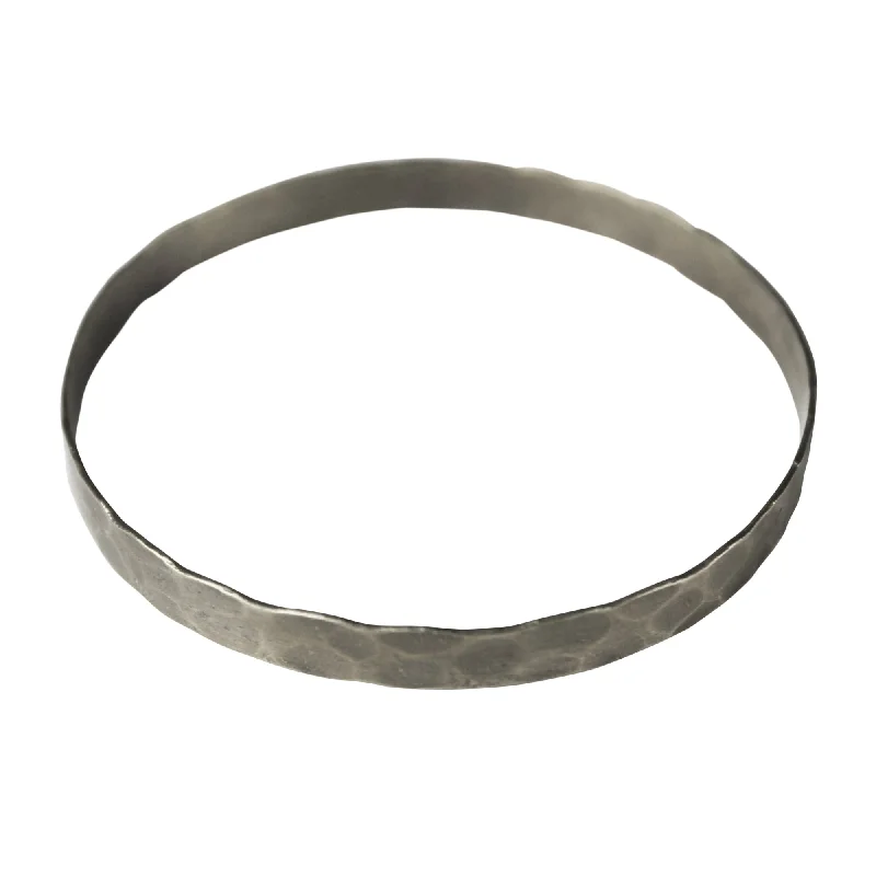 Bold Gold Bangles-Eve Hammered Bangle, Silver - Sm