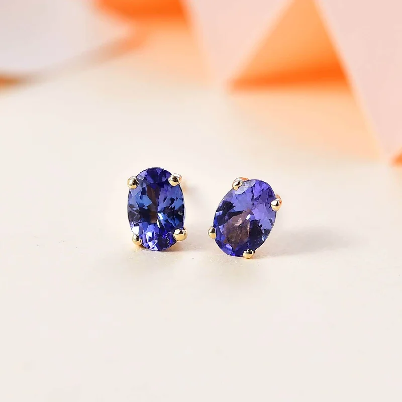 Classic Drop Earrings-10k Yellow Gold Premium Tanzanite Earrings