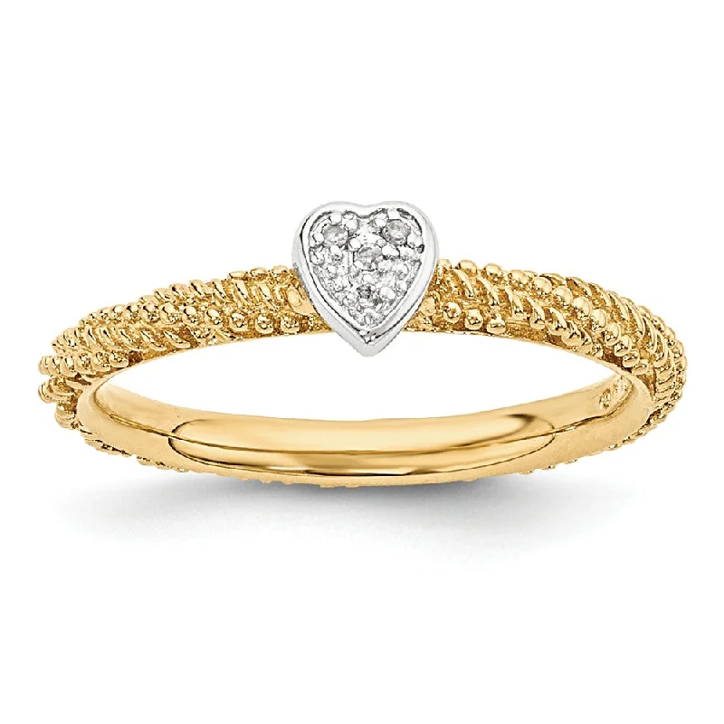 Trendy Engagement Ring Sets-Gold Tone Sterling Silver .02 Ctw I3 H-I Diamond 5mm Heart Stack Ring