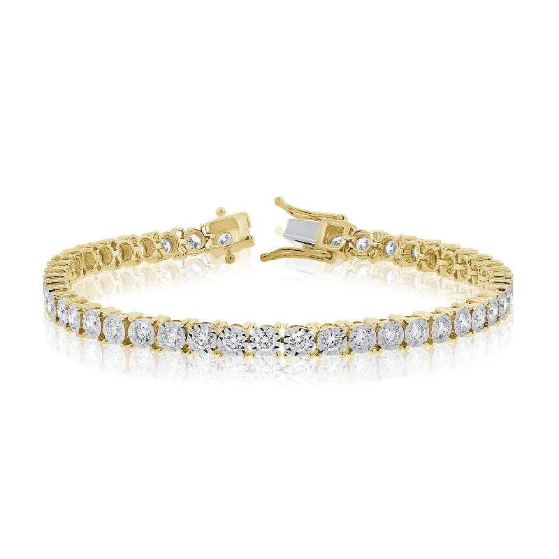 Sparkling Diamond Bracelets-Radiant 14K Gold Miracle-Set Diamond Tennis Bracelet