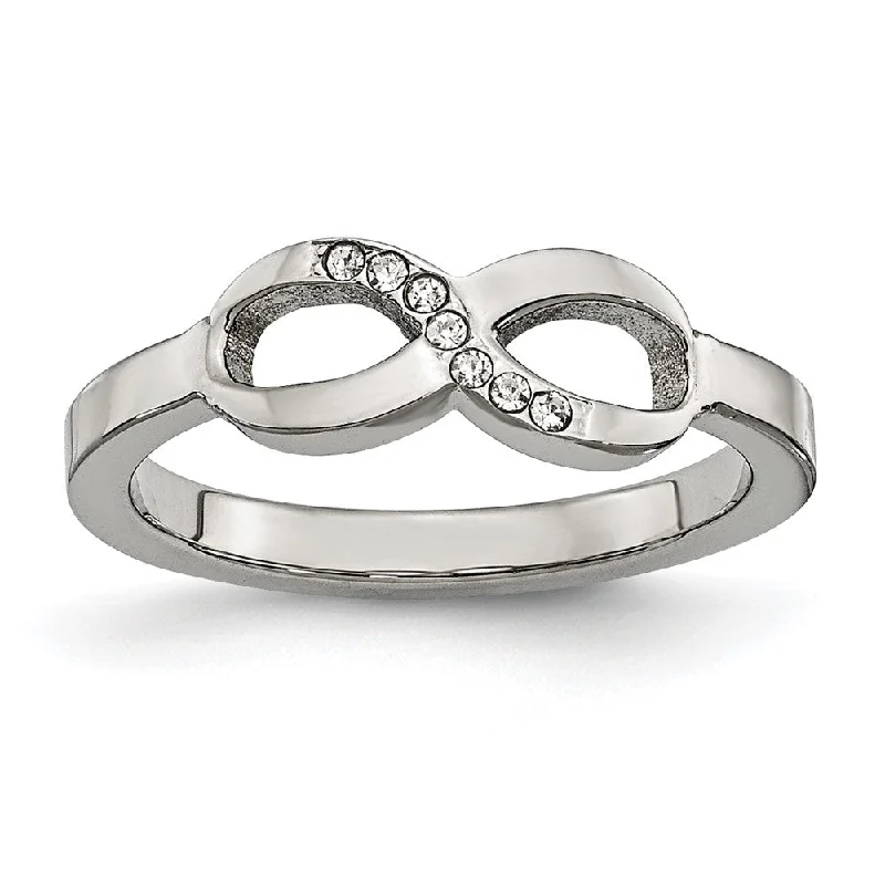 Simple Engagement Rings-6mm Stainless Steel & CZ Polished Infinity Symbol Ring