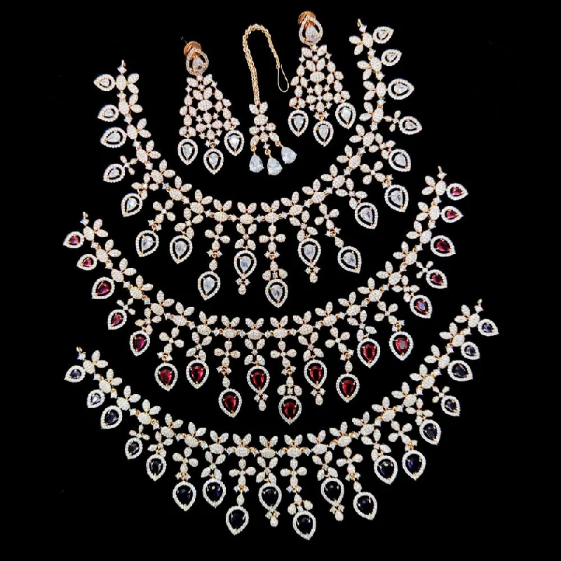 Bridal Necklaces-JCM American Diamonds Necklace Set