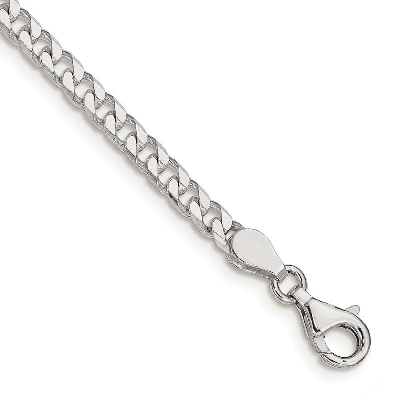 Classic Silver Wedding Bracelets-Sterling Silver Polished 3.5mm Curb Chain Bracelet