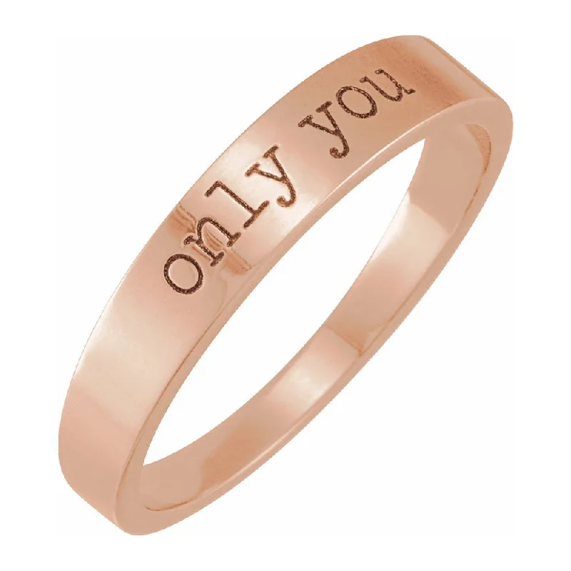 Modern Gold Wedding Bands-14K Rose Gold 'Only You' Stackable Tapered Band