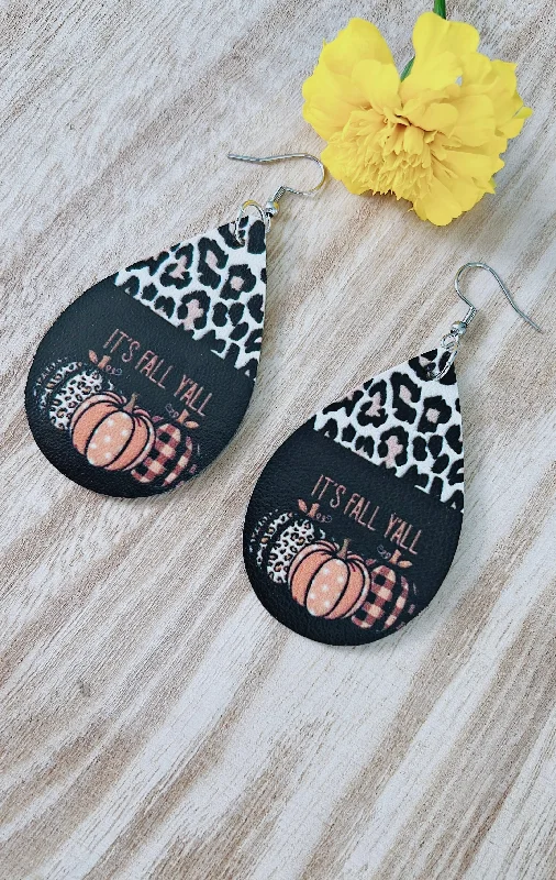 Luxurious Drop Earrings-It's Fall Y'all Leather Drop Earrings