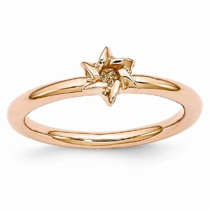 Elegant Silver Rings-Rose Gold Tone Sterling Silver Stackable 7mm Star of David Ring