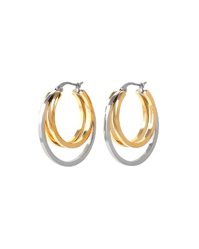 Wedding Drop Earrings-Musket Two-Tone Hoop Earrings