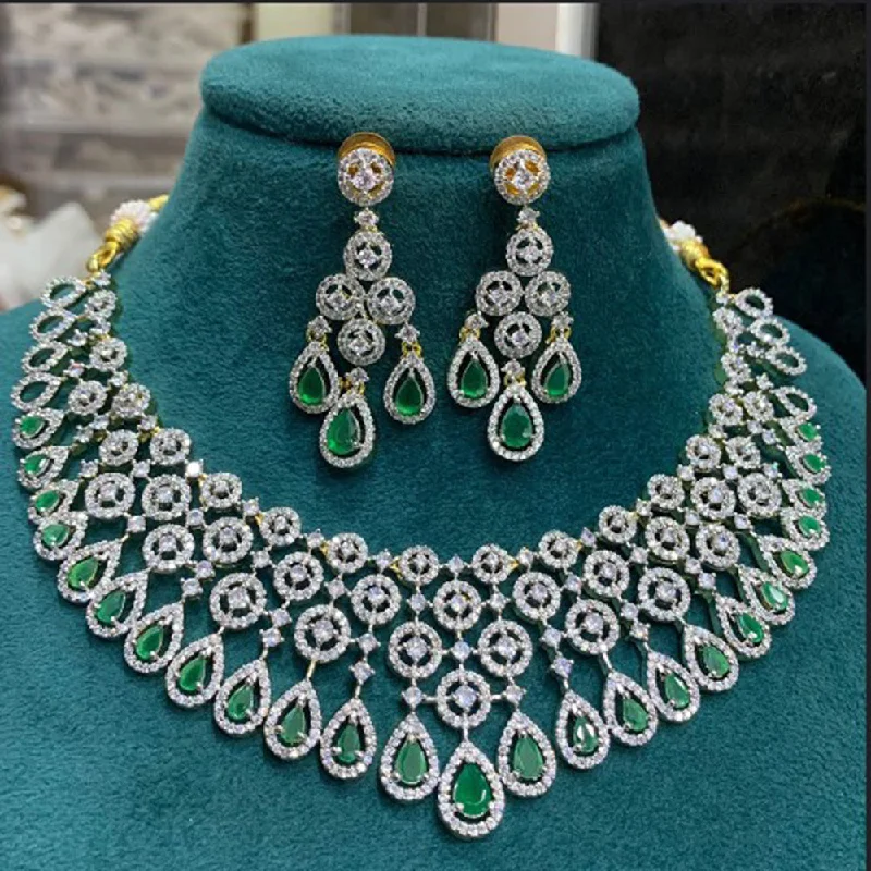 Antique Style Necklaces-Darshana Jewels Gold Plated AD Stone Necklace Set